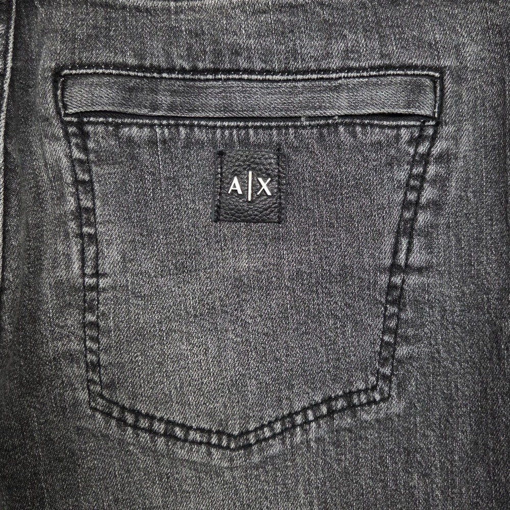 Armani Exchange Skinny Biker Jeans Mens 30 x 32 Black Moto Denim - Picture 7 of 10